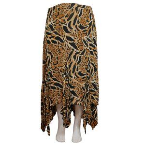 Vintage Y2K Leopard Print Hanky Hem Skirt, size 14